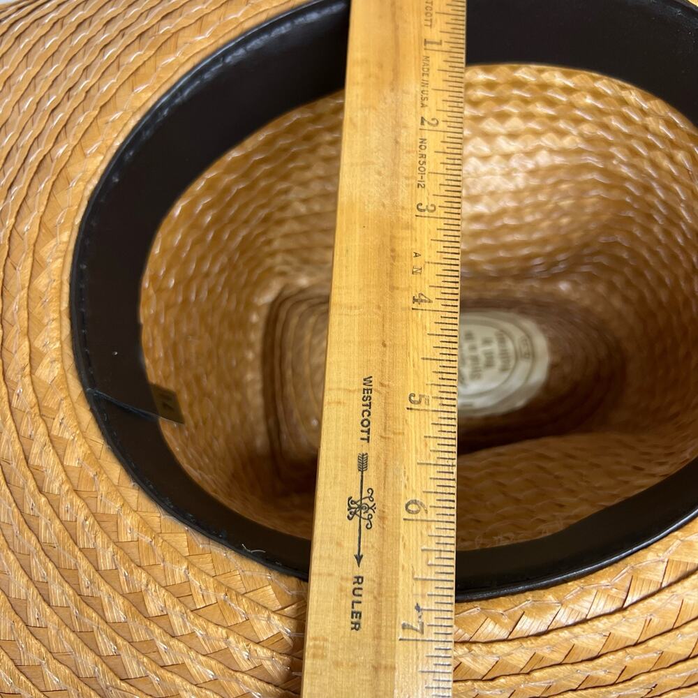 Vintage Rockmount straw side band cowboy hat size 7 1/8 EUC - Picture 9 of 10